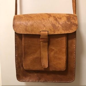 Leather messenger bag. Handmade